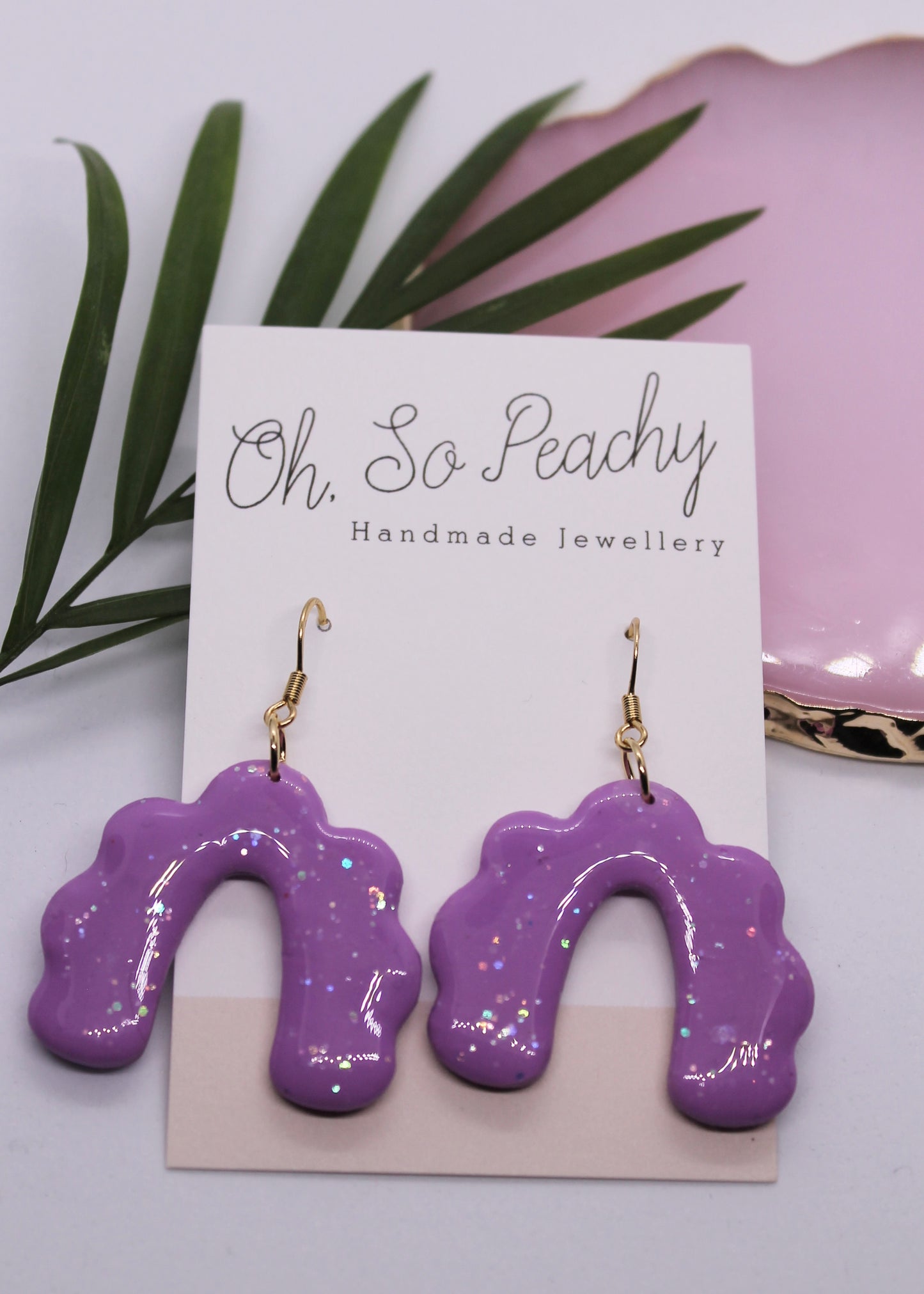 Polymer Clay Lilac Arch Hook Earrings