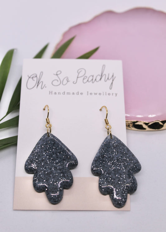 Polymer Clay Granite Leaf Hook Earrings