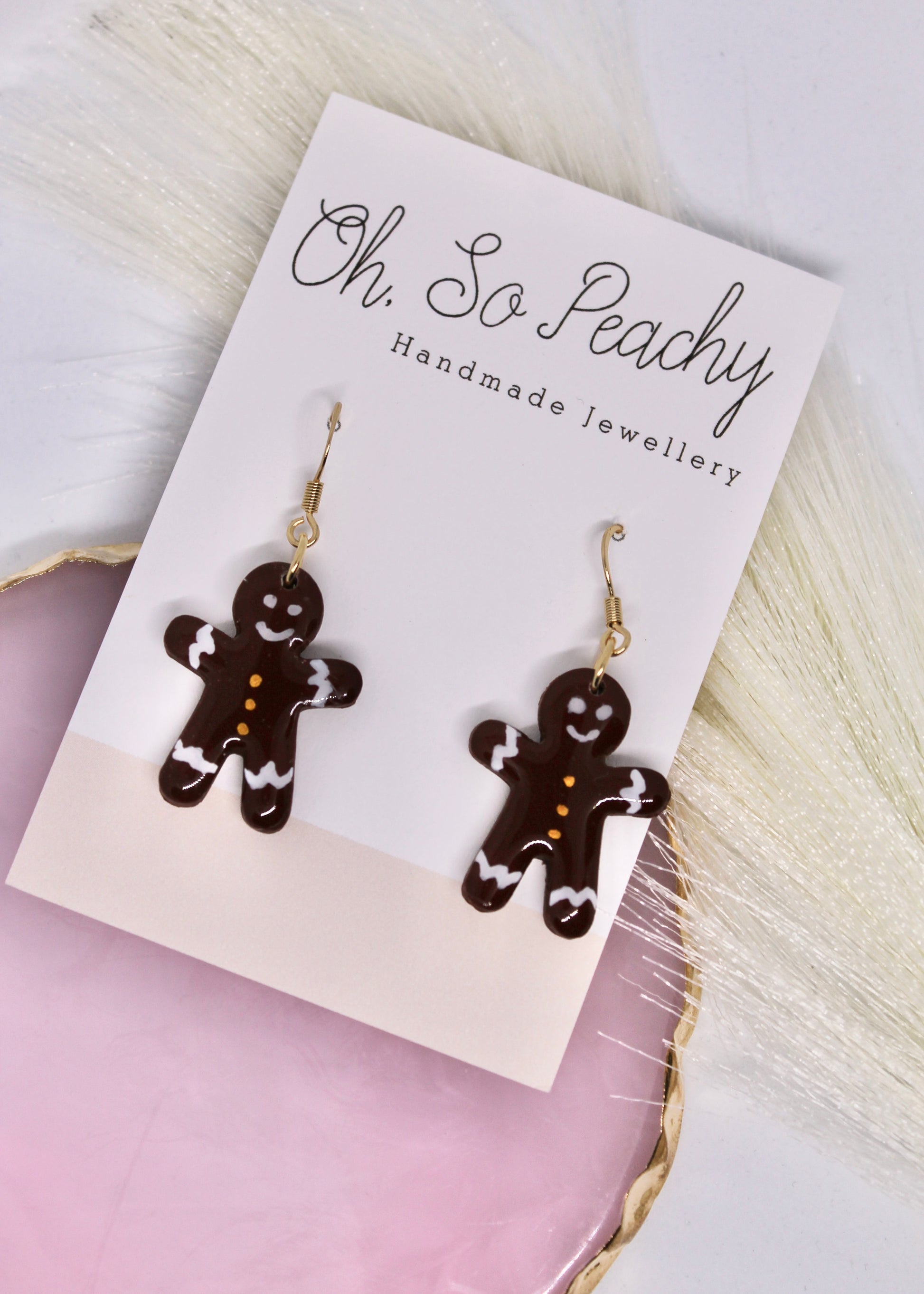 Polymer Clay Gingerbread Hook Earrings