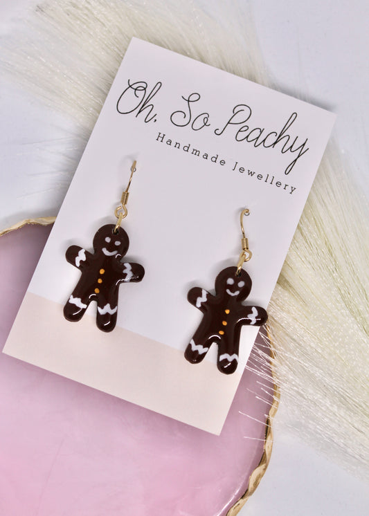 Polymer Clay Gingerbread Hook Earrings