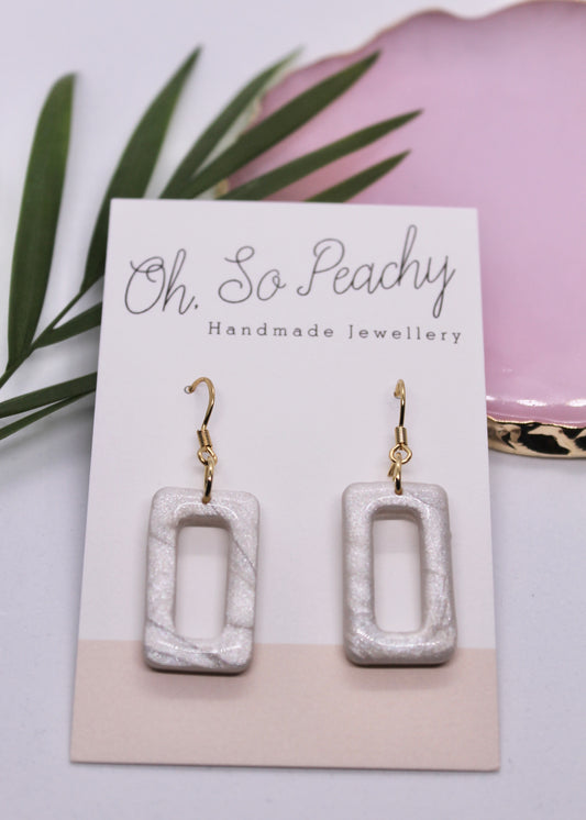 Polymer Clay Pearl Rectangle Hook Earrings