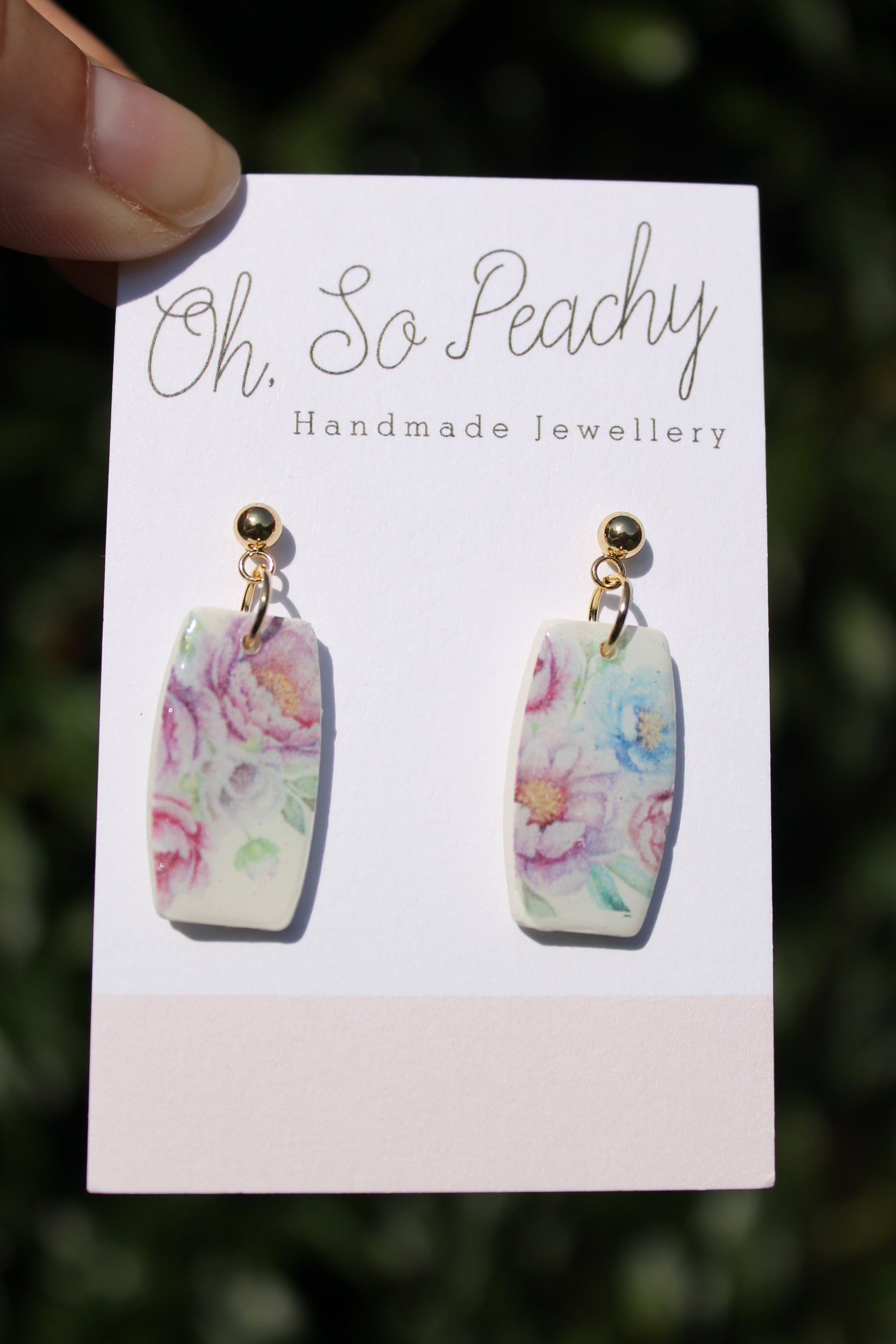 Polymer Clay Bouquet Ball Stud Earrings Gold Hardware