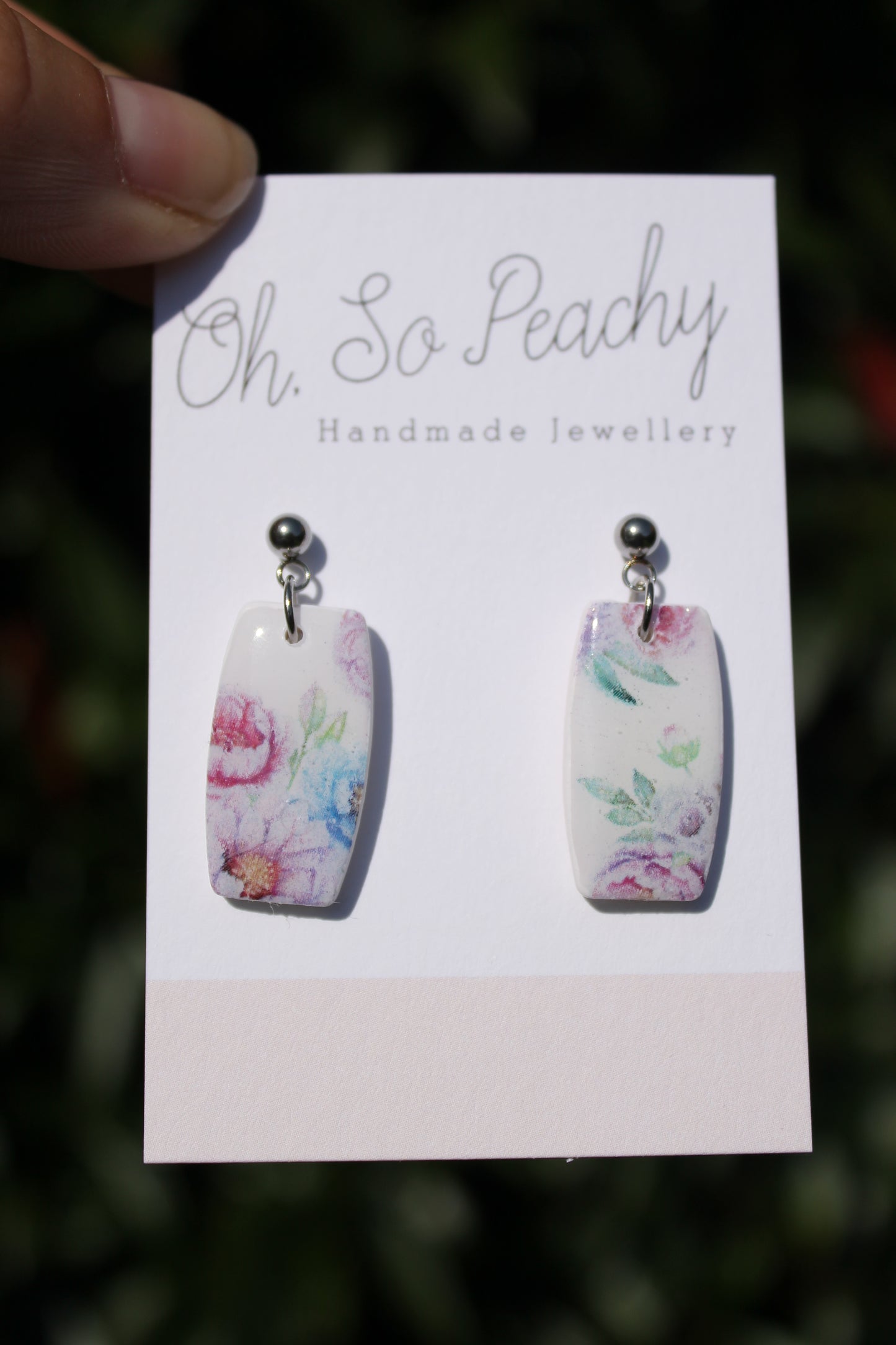Polymer Clay Bouquet Ball Stud Earrings Silver Hardware