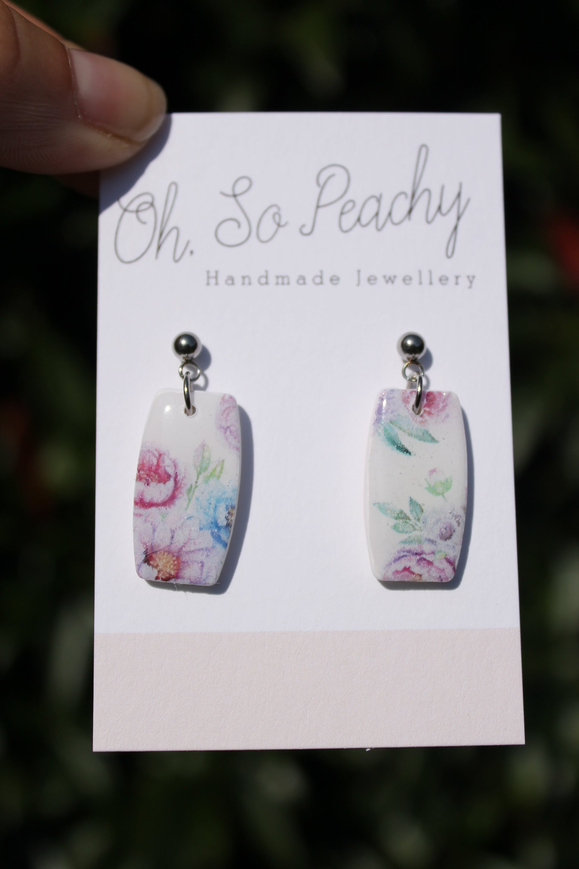 Polymer Clay Bouquet Ball Stud Earrings Silver Hardware