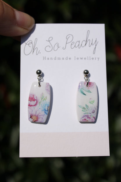 Polymer Clay Bouquet Ball Stud Earrings Silver Hardware