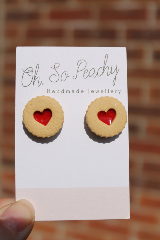 Polymer Clay Jammie Dodgers Stud Earrings