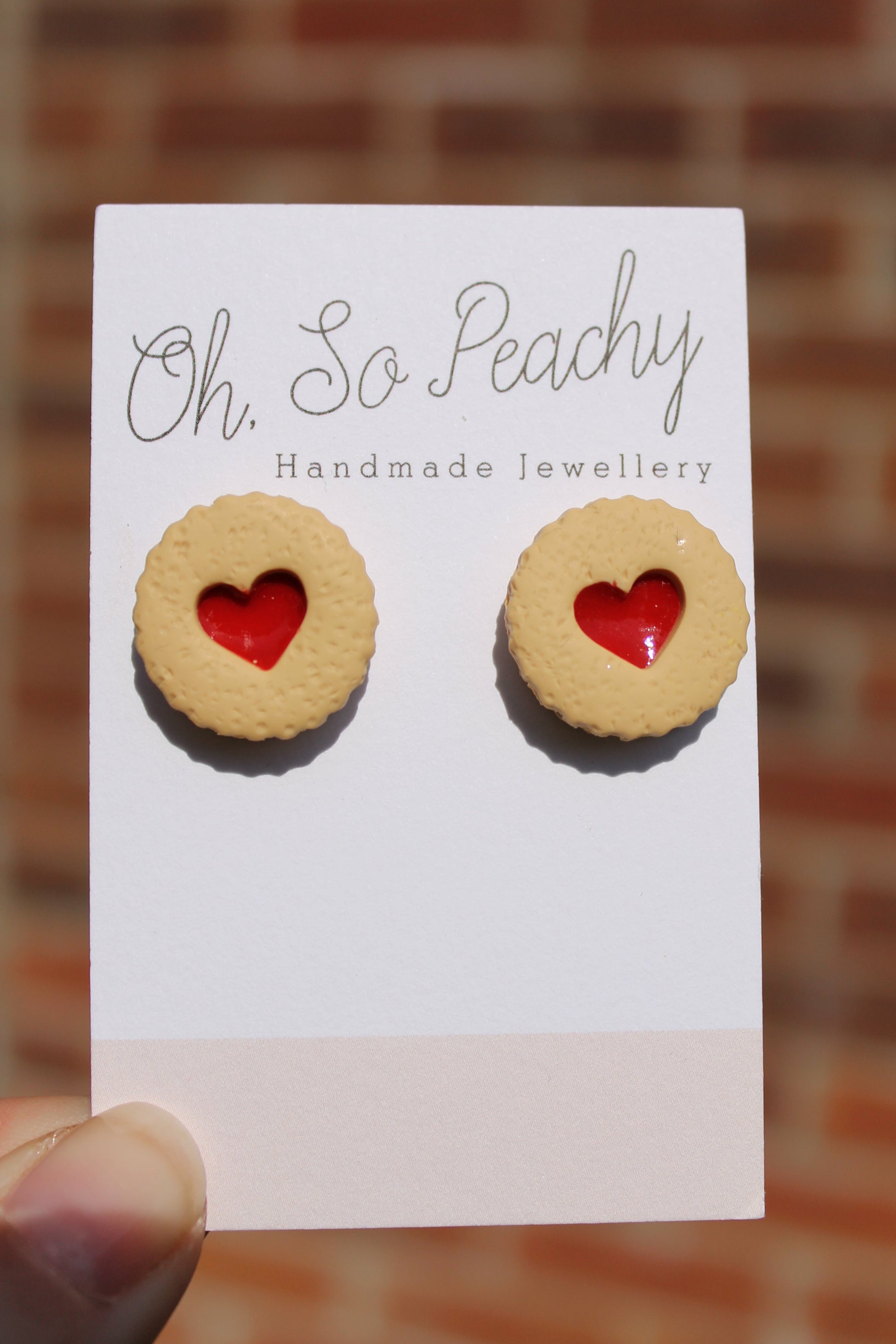 Polymer Clay Jammie Dodger Biscuit Stud Earrings