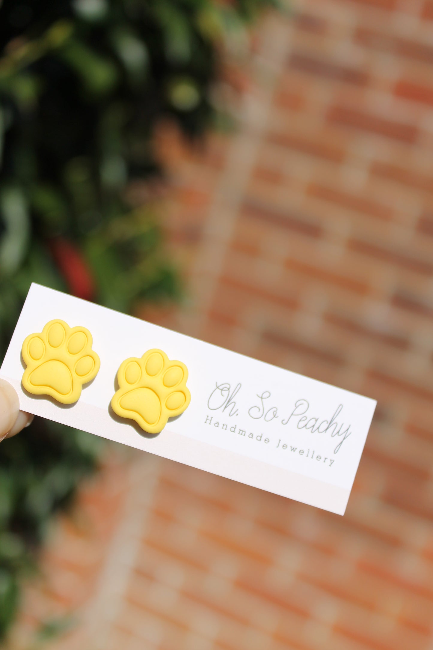Polymer Clay Paw Print Stud Earrings (6 Colours)