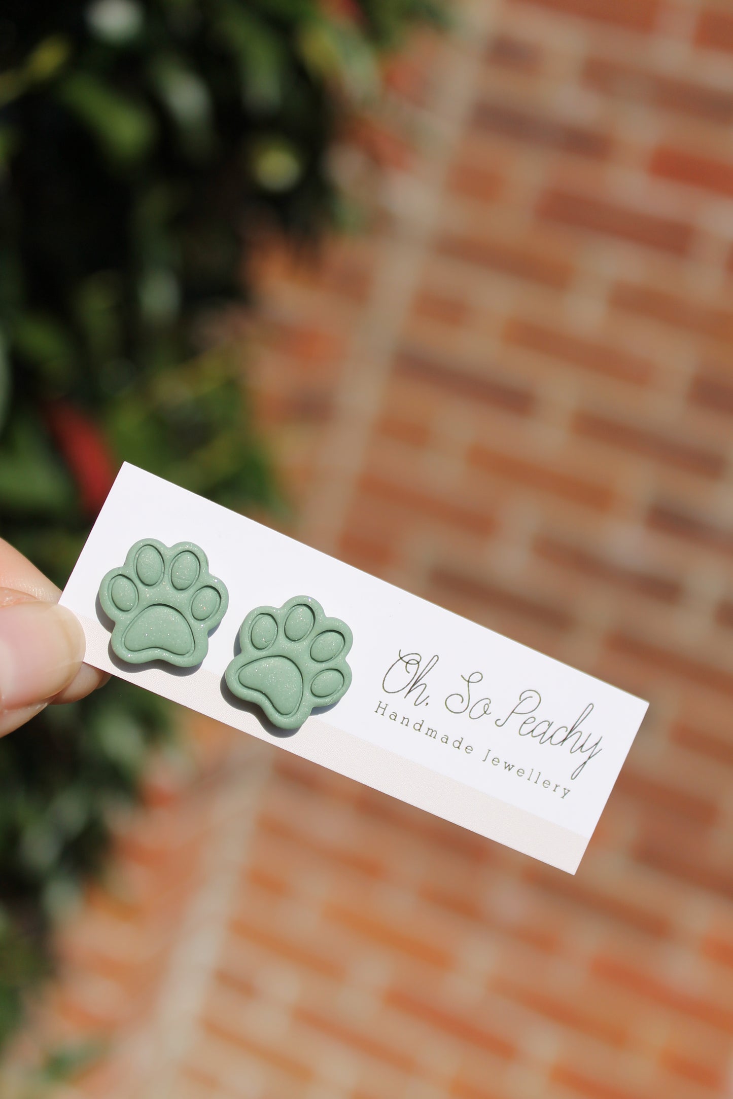 Polymer Clay Paw Print Stud Earrings (6 Colours)