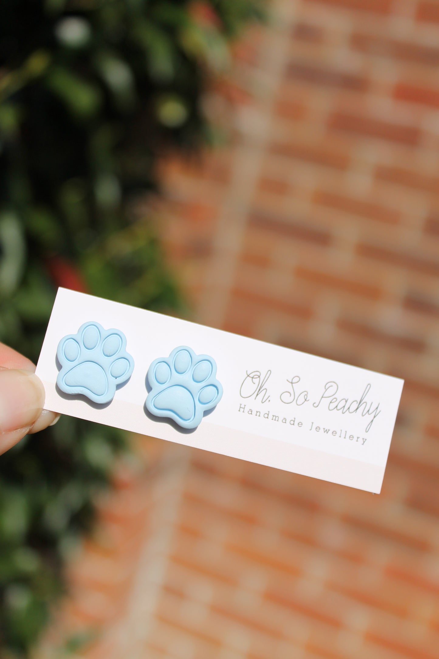 Polymer Clay Paw Print Stud Earrings (6 Colours)