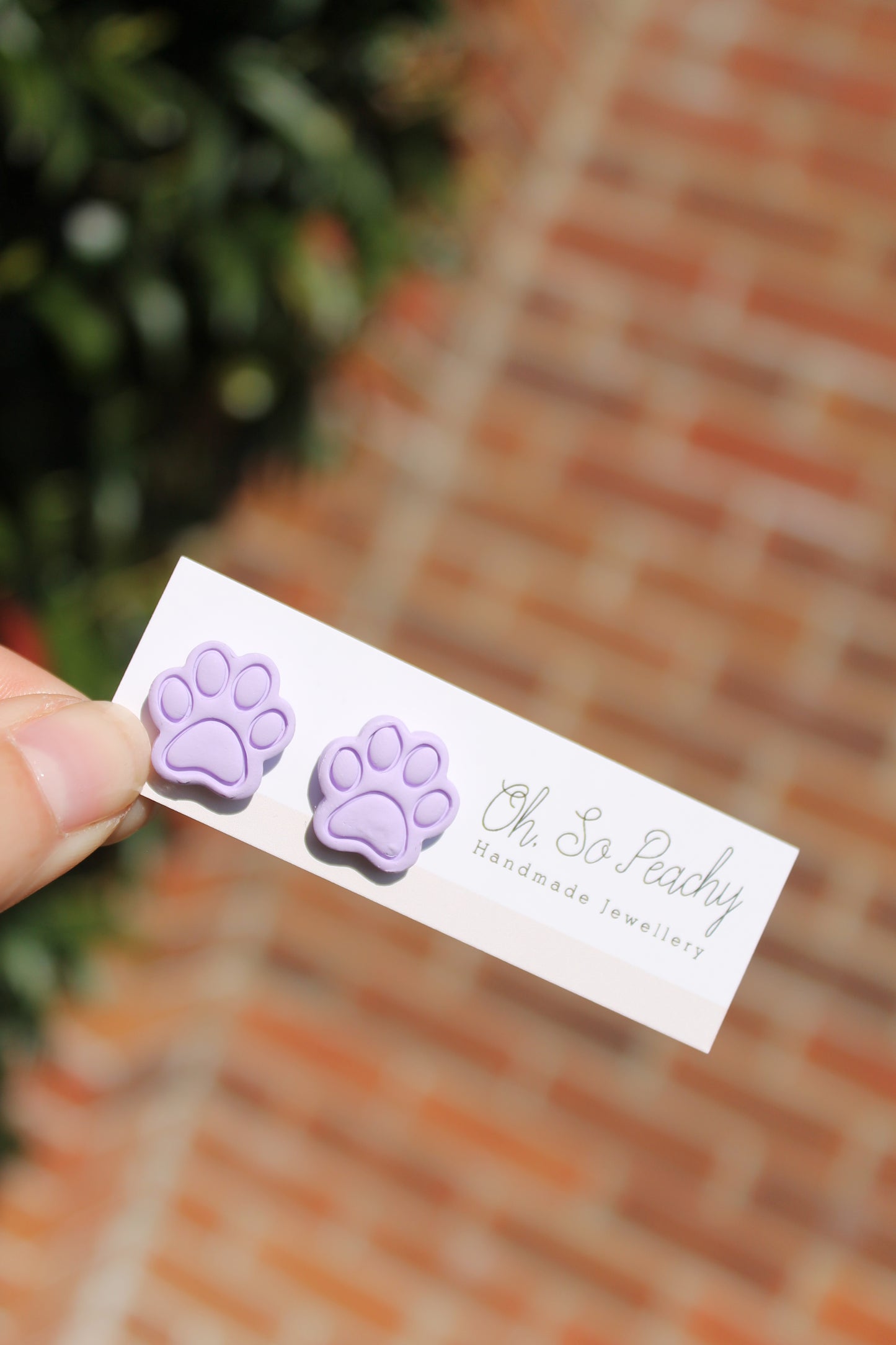 Polymer Clay Paw Print Stud Earrings (6 Colours)