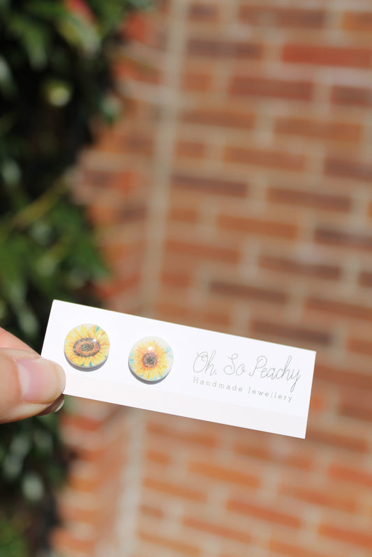 Polymer Clay Sunflower Stud Earrings