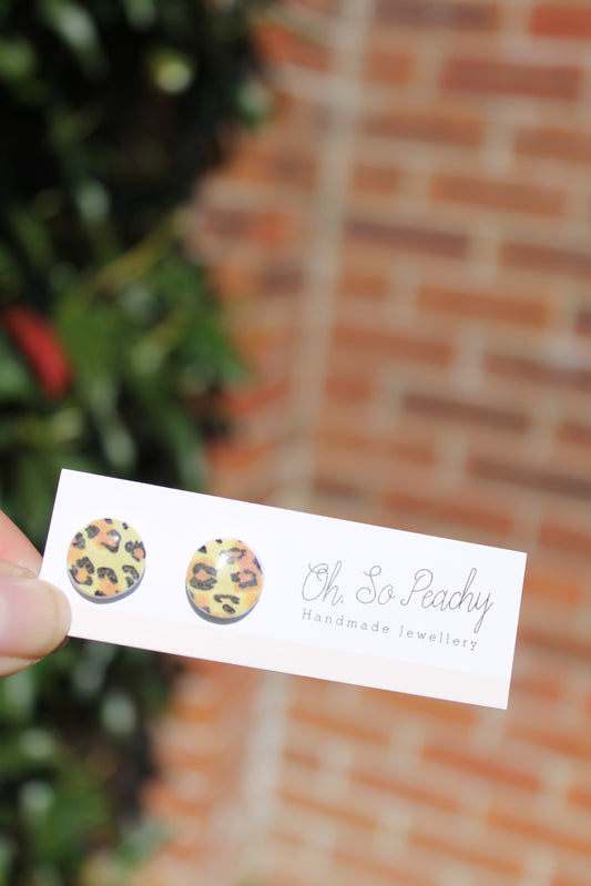 Polymer Clay Leopard Print Stud Earrings