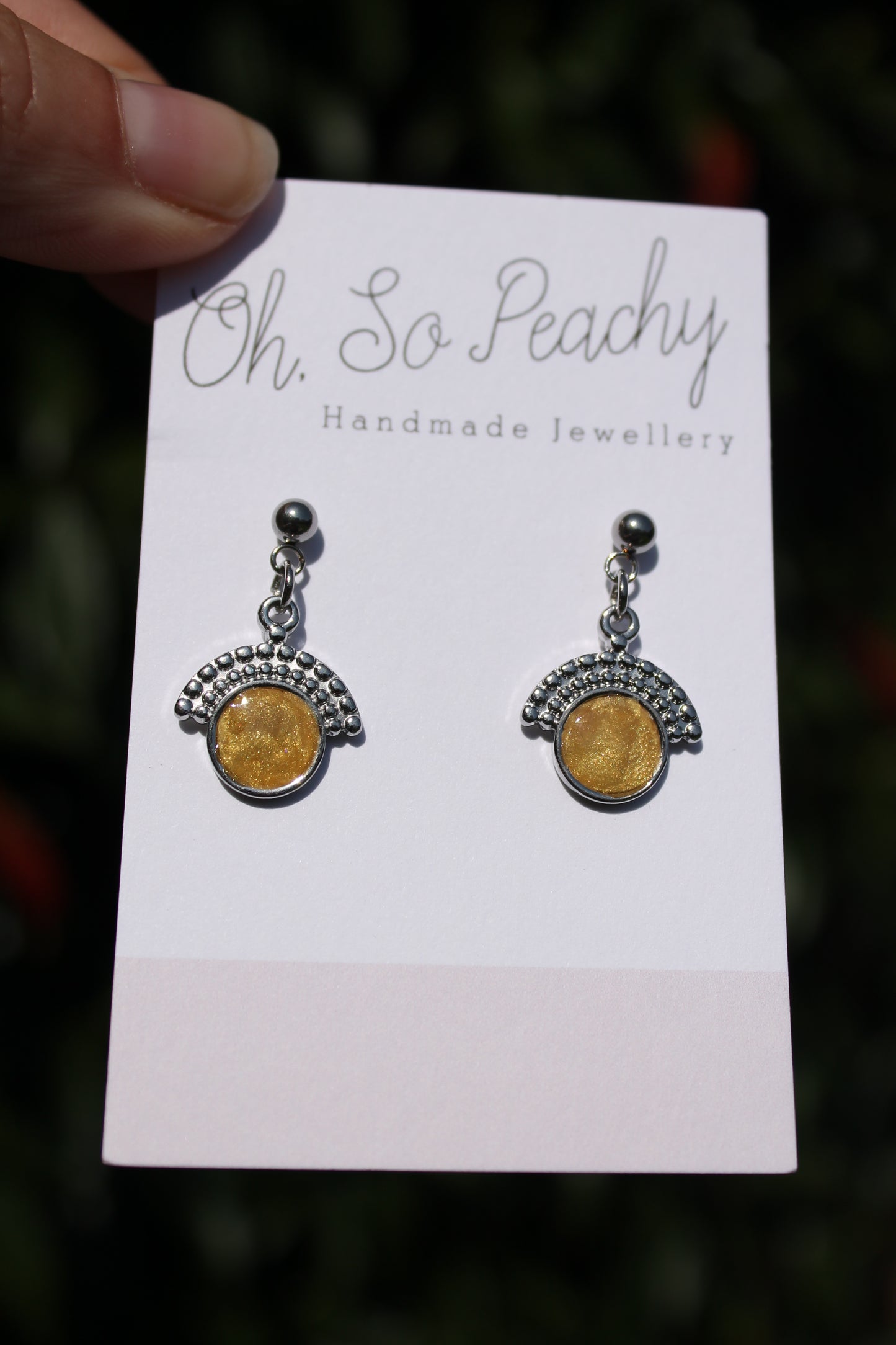 Polymer Clay Pendant Circle Ball Stud Earrings Gold