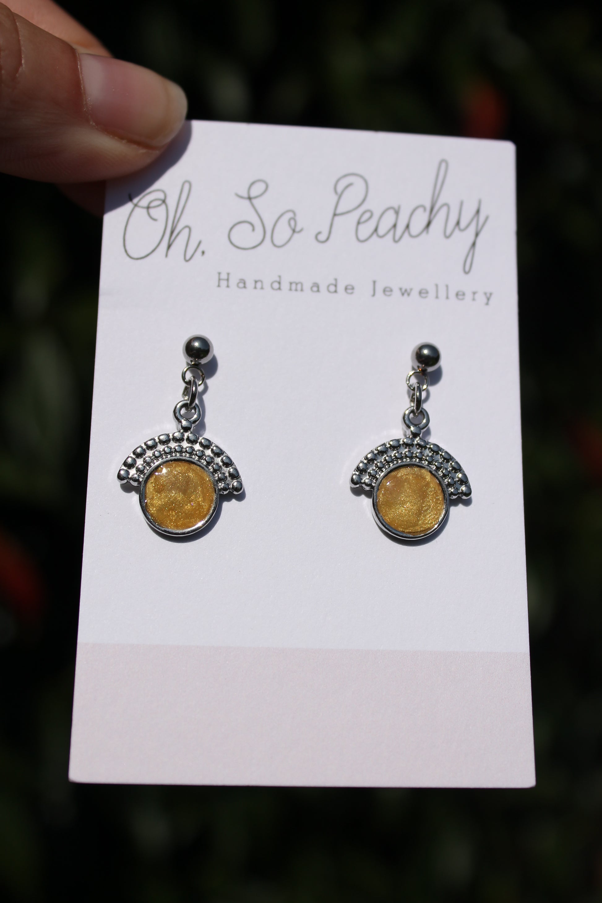 Polymer Clay Pendant Circle Ball Stud Earrings Gold