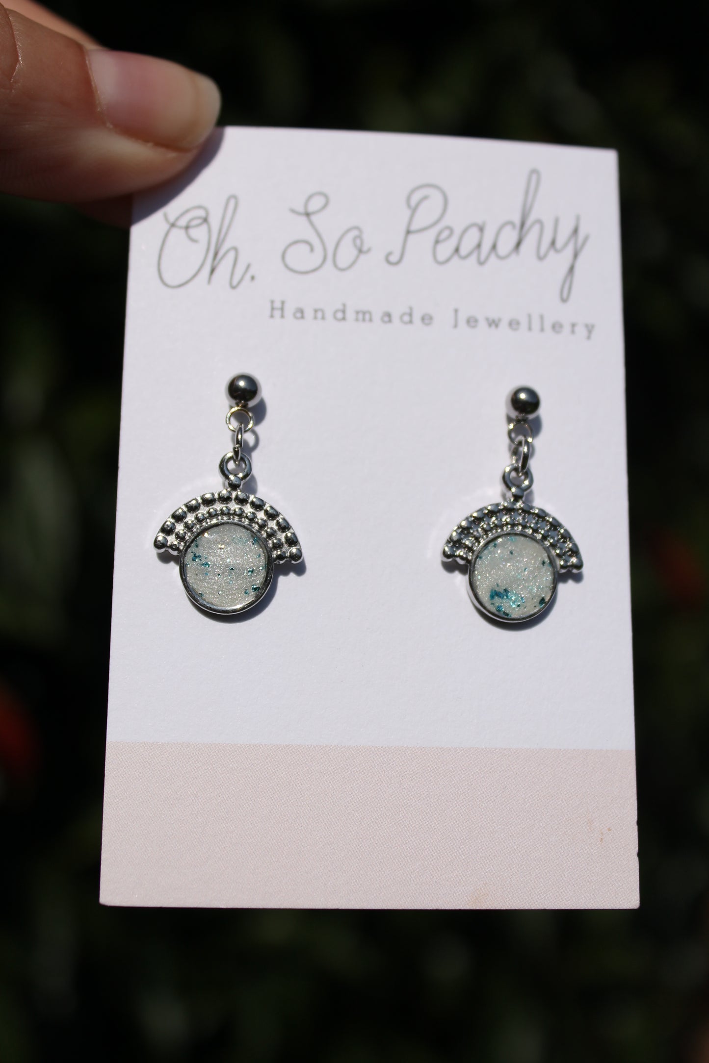 Polymer Clay Pendant Circle Ball Stud Earrings Pearl