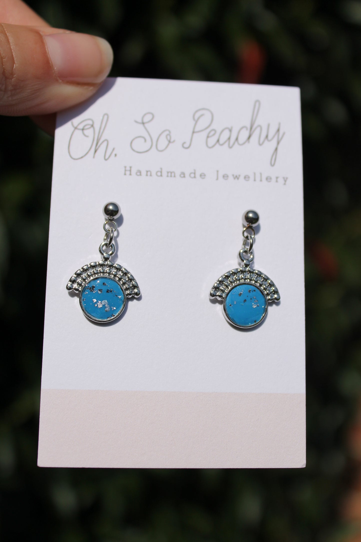 Polymer Clay Pendant Circle Ball Stud Earrings Turquoise 