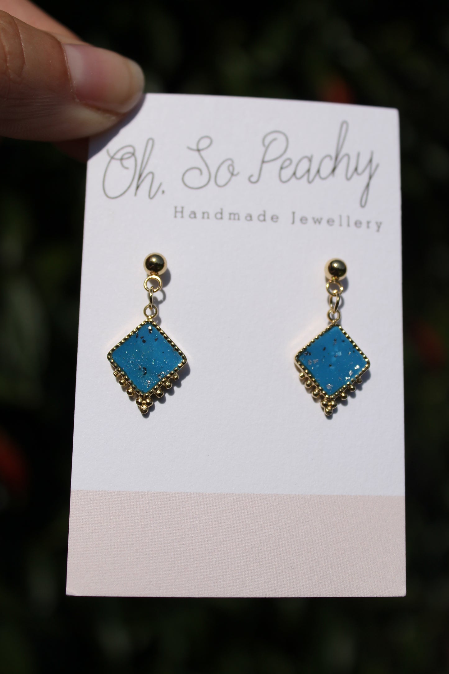 Polymer Clay Rhombus Pendant Hook Earrings (8 Colours)