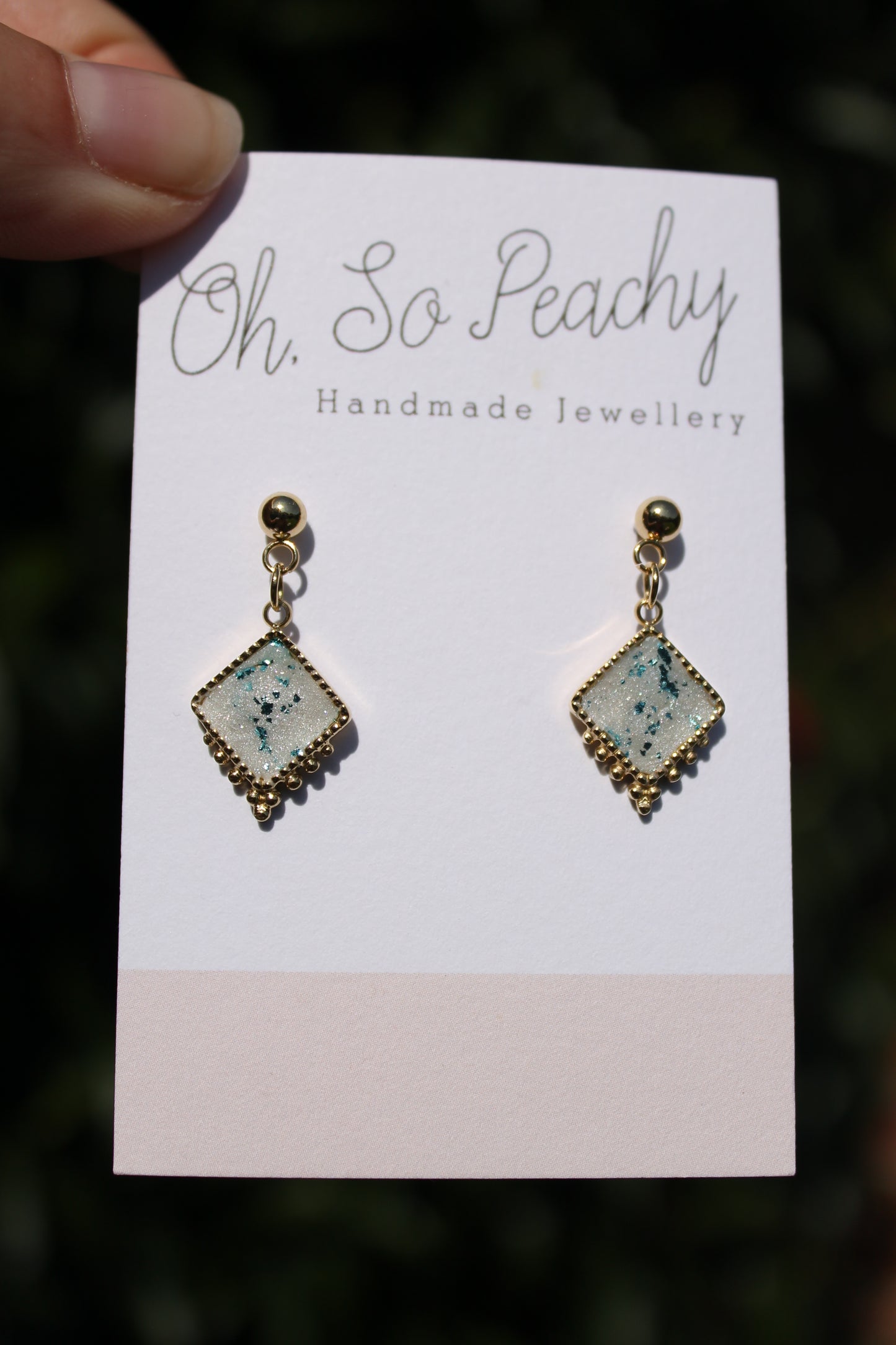 Polymer Clay Rhombus Pendant Hook Earrings (8 Colours)