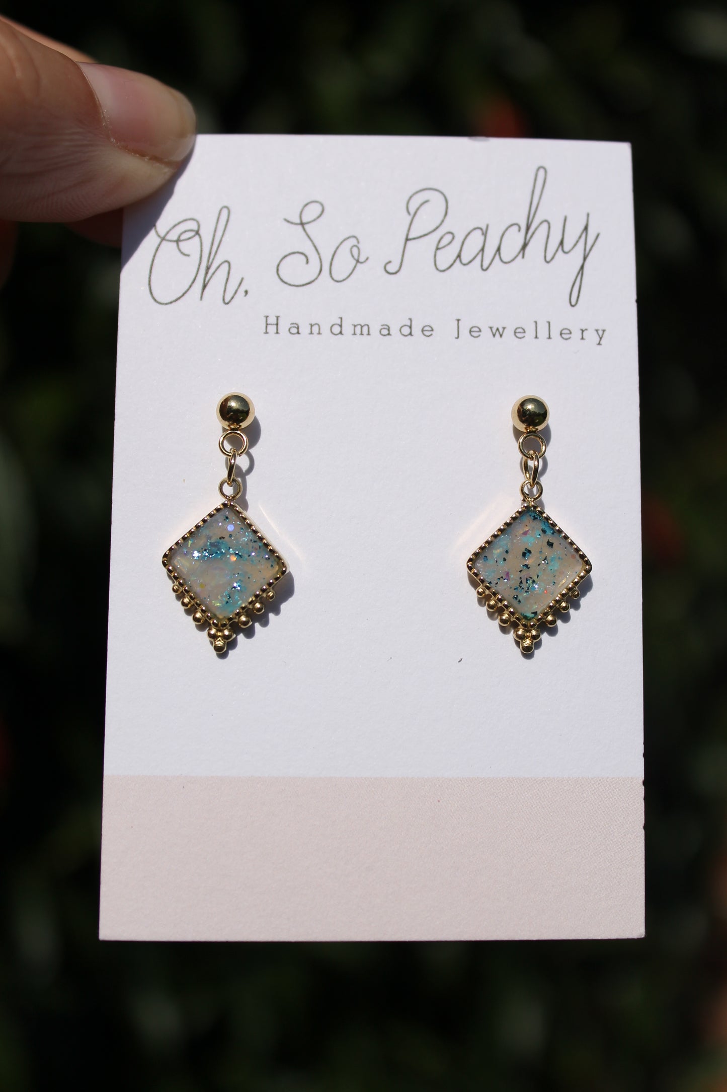 Polymer Clay Rhombus Pendant Hook Earrings (8 Colours)