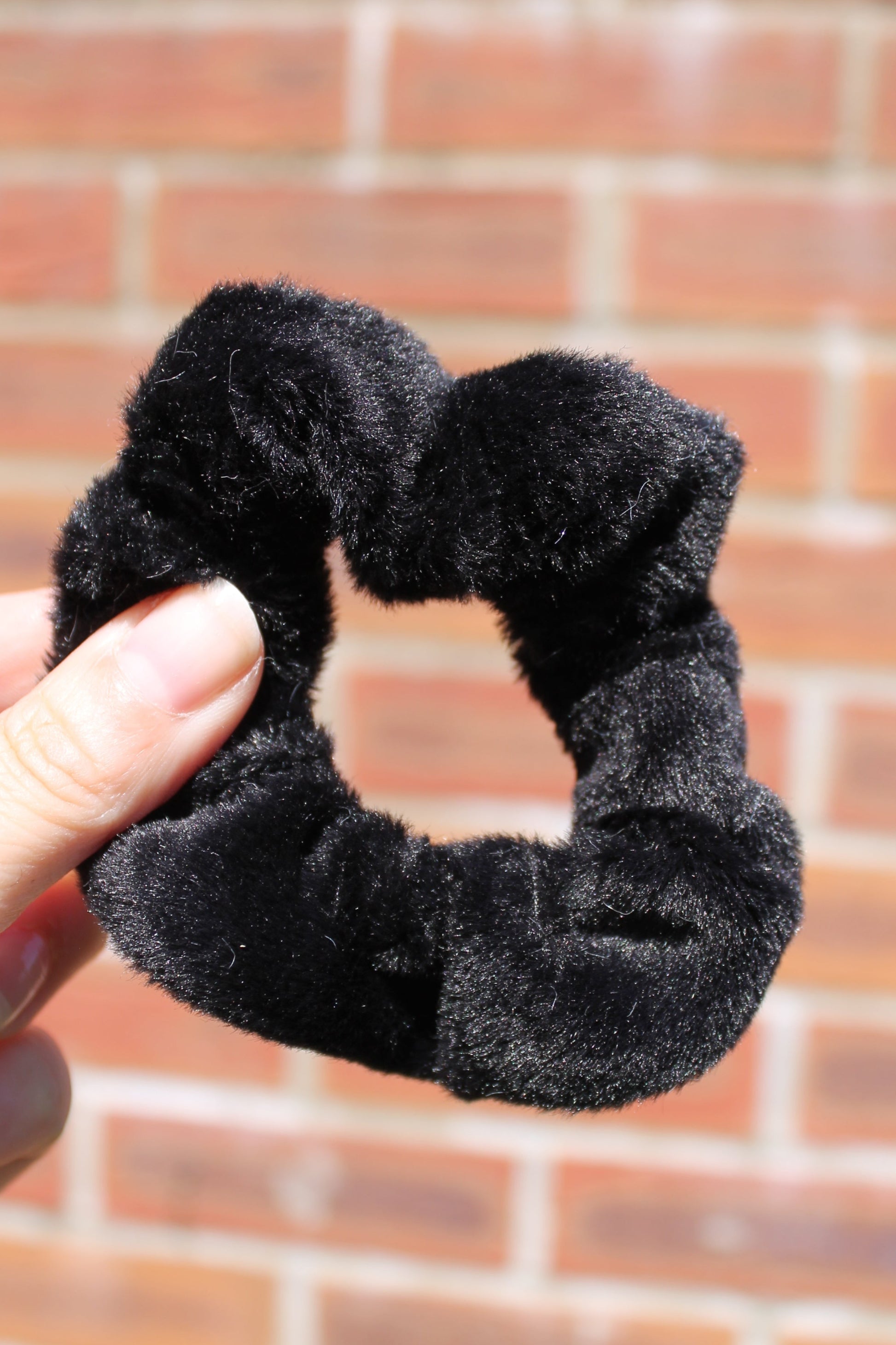 Black Plush Elastic Hair Scrunchie
