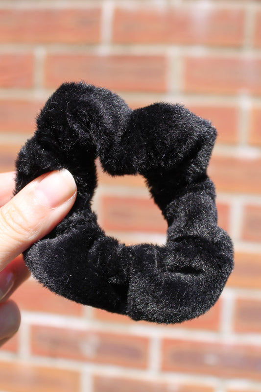 Black Plush Elastic Hair Scrunchie