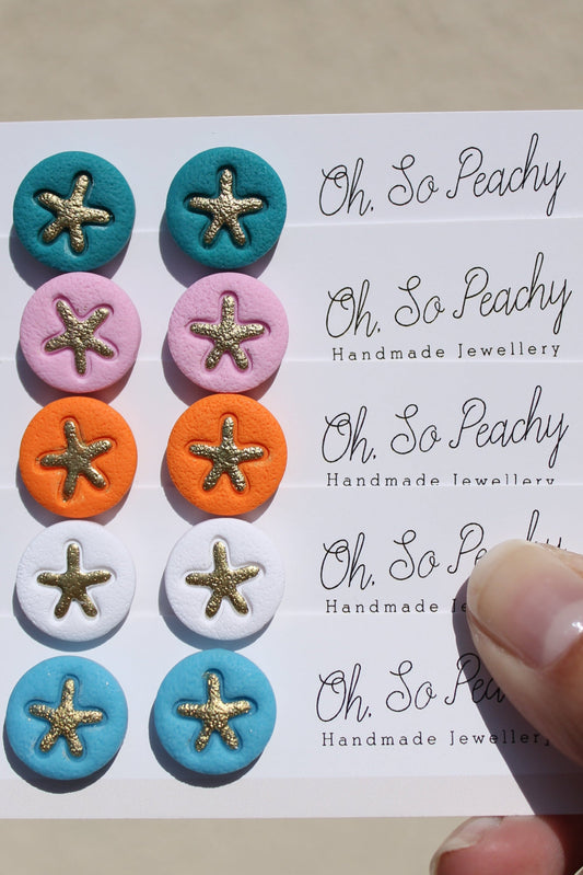 Polymer Clay Starfish Stud Earrings All Colours