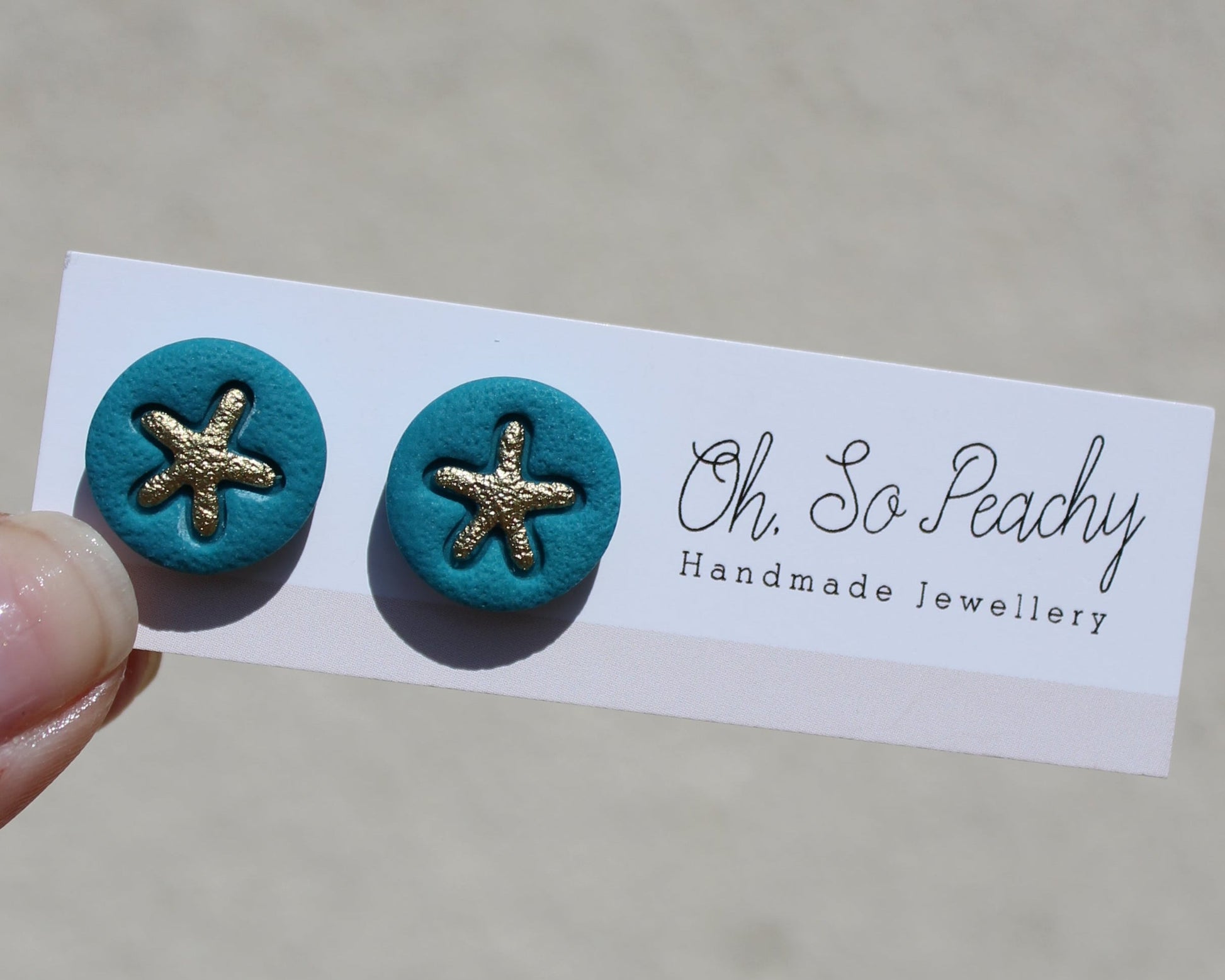 Polymer Clay Starfish Stud Sea Glass Green 