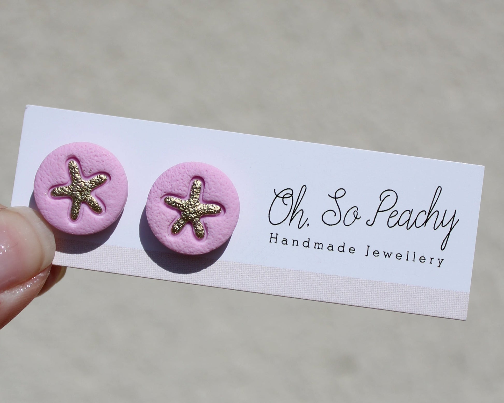Polymer Clay Starfish Stud Pink