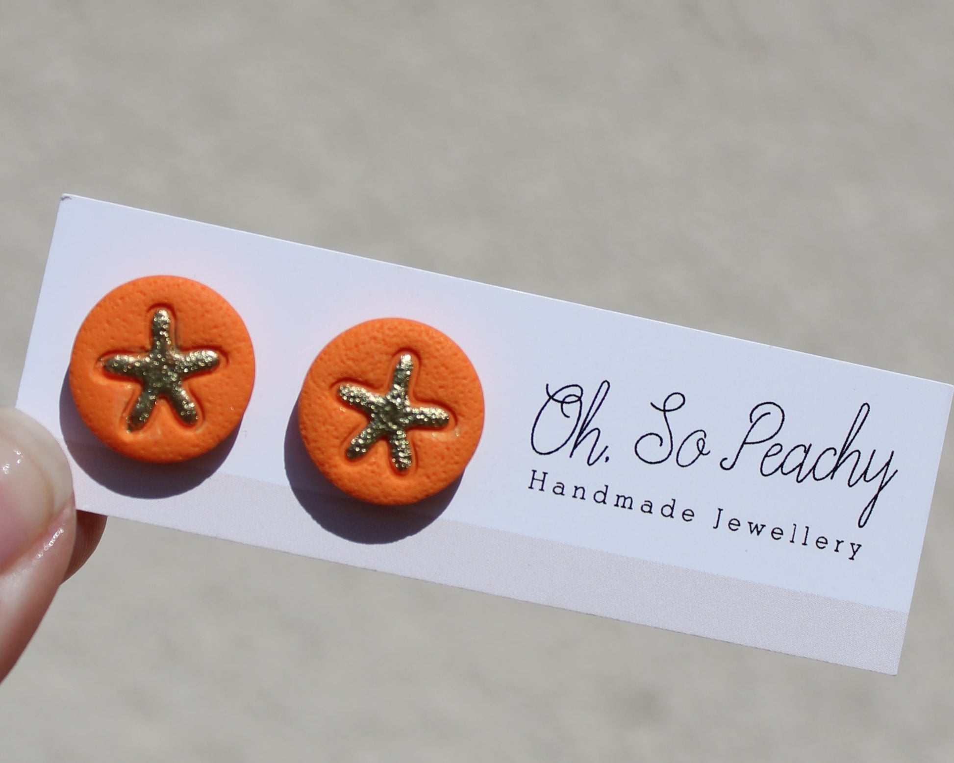 Polymer Clay Starfish Stud Orange