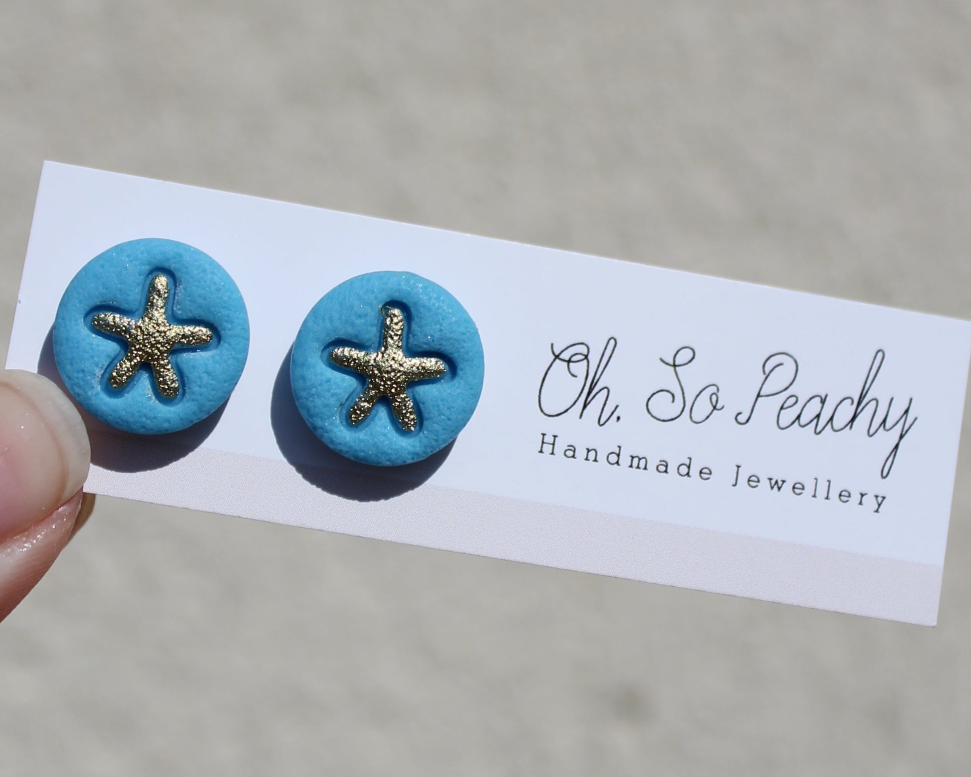 Polymer Clay Starfish Stud  Blue