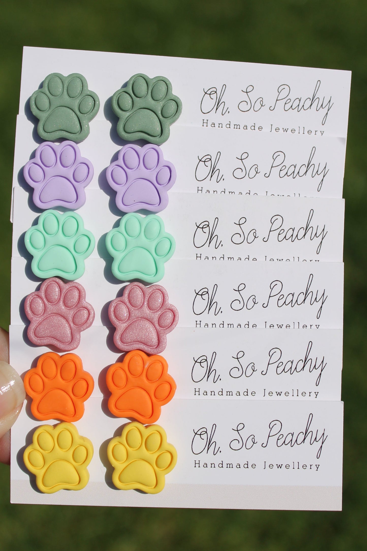 polymer clay paw print studs all colours