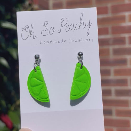 Polymer clay lime ball stud earrings video