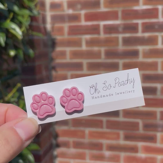 Polymer clay paw print stud earring video