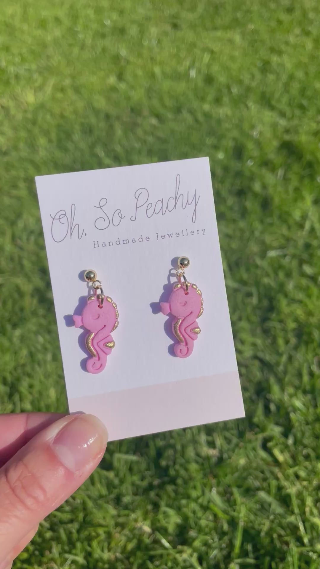 Polymer clay seahorse ball stud earring video