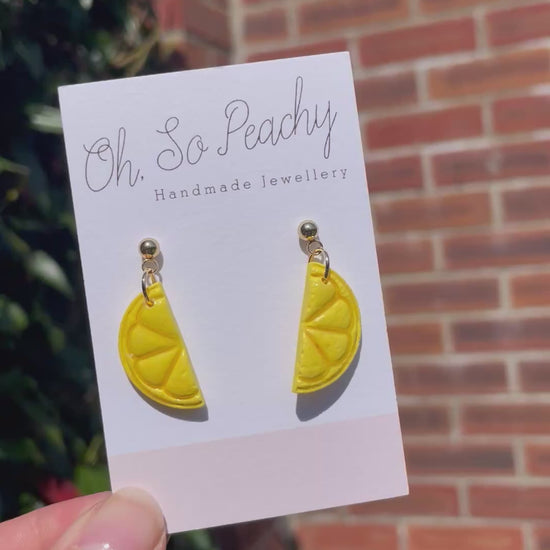 Polymer clay lemon ball stud earrings video
