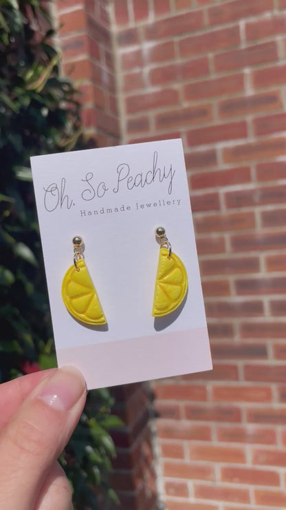 Polymer clay lemon ball stud earrings video