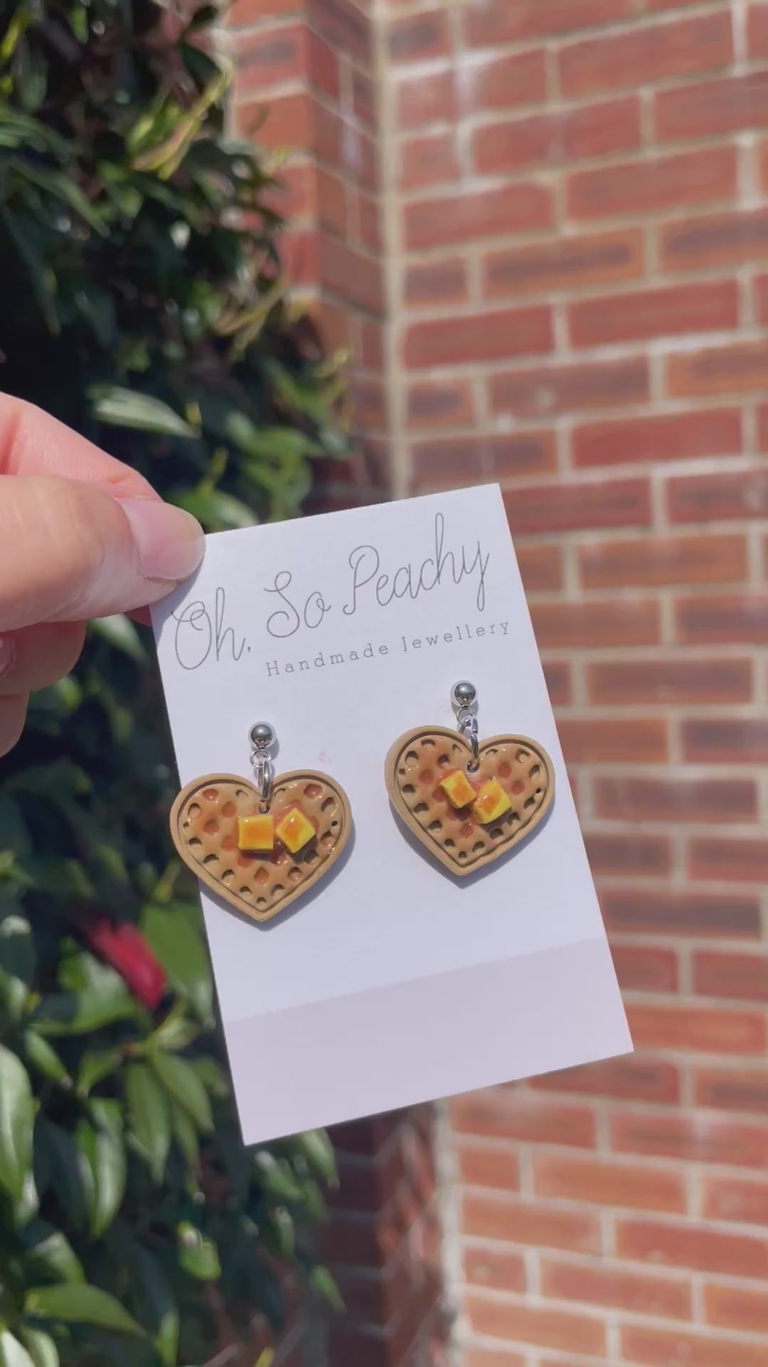 Polymer clay waffles ball stud earrings video