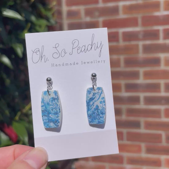 Polymer clay blue wilderness ball stud earrings video