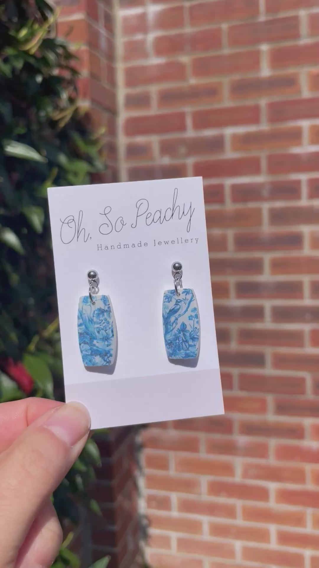 Polymer clay blue wilderness ball stud earrings video
