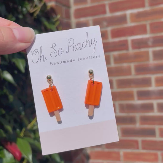 Polymer clay ice lolly orange ball stud earring video
