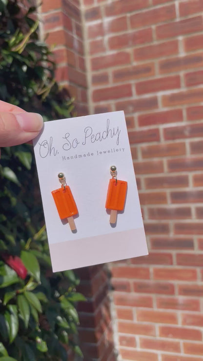Polymer clay ice lolly orange ball stud earring video