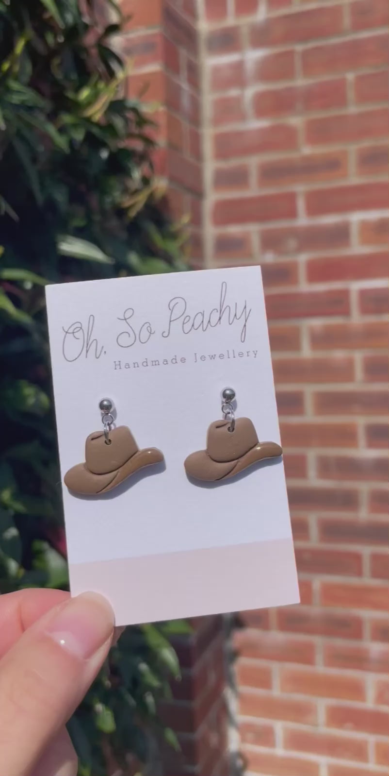 Polymer clay cowboy hat ball stud earrings video
