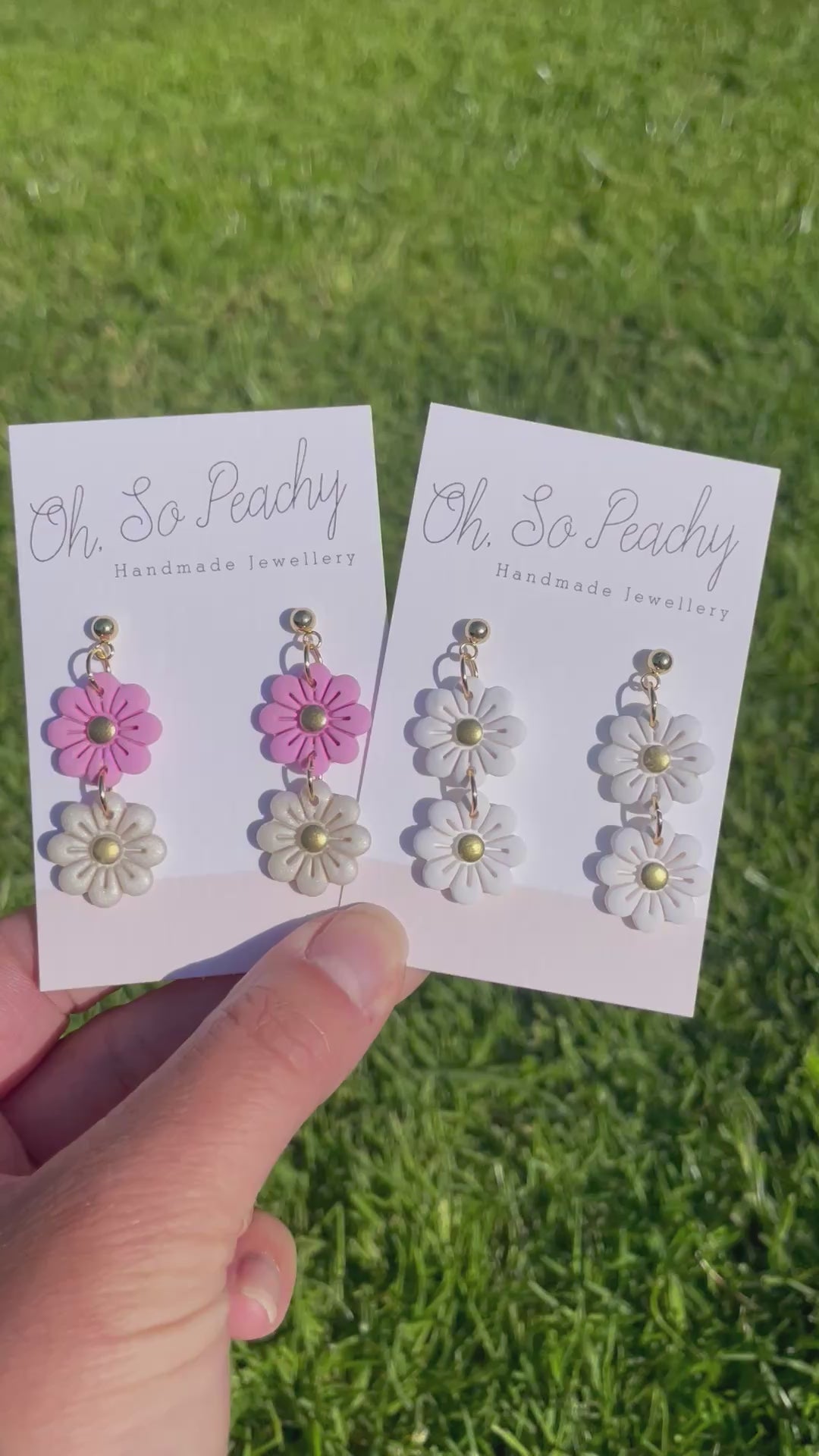 Polymer clay double flower ball stud earrings video