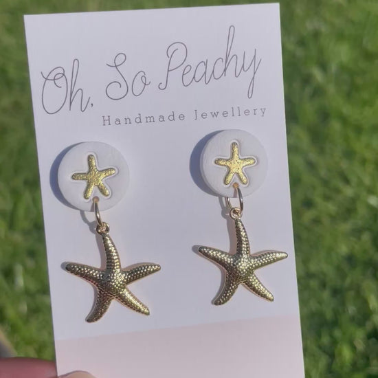 Polymer clay starfish earring with starfish charm video 