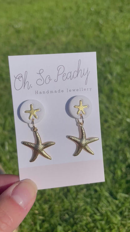 Polymer clay starfish earring with starfish charm video 